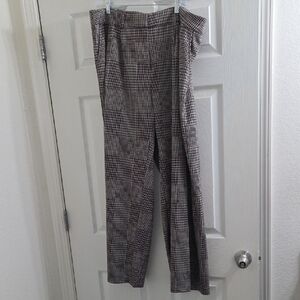 Ashley Stewart Women's Checkered Wide Leg Pants - Brown and Black